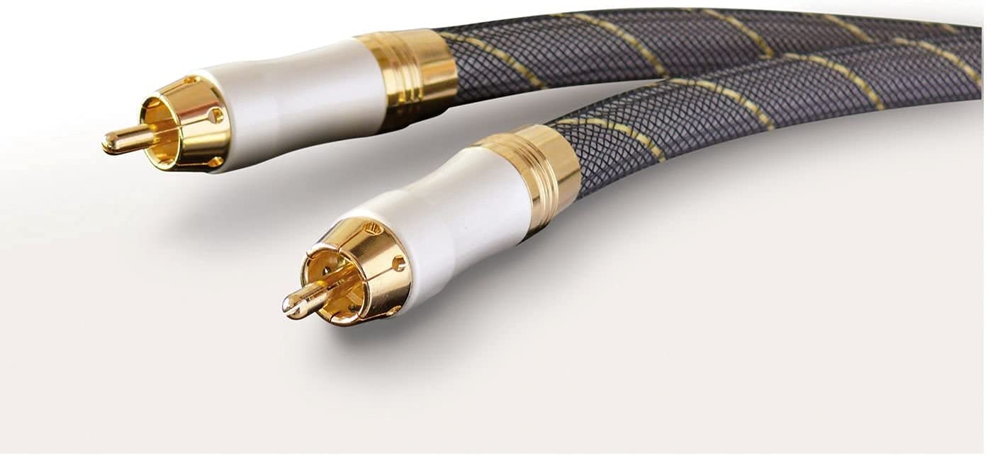 Dynavox cavo stereo RCA di alta gamma, cavo RCA premium con schermatura multipla, rame ad alta purezza, connettori placcati in oro 24k, 0,6m