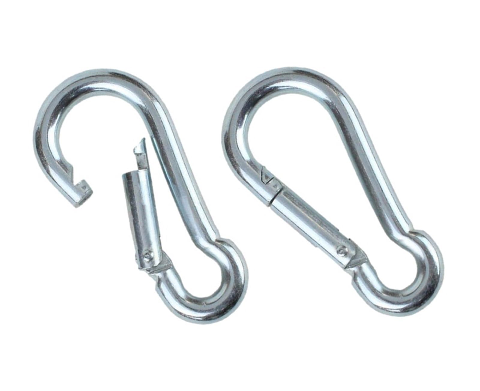 Black &amp; Silver Zinc-Galvanized Heavy Duty Bushcraft Carabiner Spring Snap Clip Link Hooks 200-500lb Load 2, 6 &amp; 12 Packs