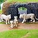 Gemini&Genius White Tiger Family Set Realistic Animal Figurines with Cub, Safari Animals Family Playset Figures, Educational Wildlife World Models, Cake Toppers Christmas Birthday Gift for Kids