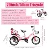 Folding Single Speed Three Wheel Tricycle 200kg Weight Capacity, 20in 18in 16in 14in Child 3 Wheel Bike with Adjustable Height Seat & Handle, Double Bicycle Two-seater for Boys/Girls(Blue,20in) #1