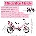 Three Wheel Double Seat Bike Carrying Passengers Lord 440lbs, Multiple Colors Kids Tricycle 3 to 11 Years 14in 16in 18in 20inch, 3 Wheel Bicycle 2 Seater for Shopping Picnic Outdoor Sports(Blue,20