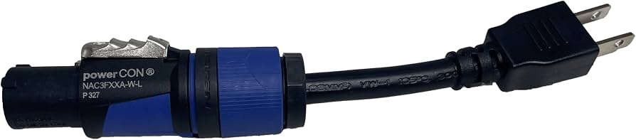 NWP Câble PowerCON 0,75 M – Power Out Gris Vers Power In Bleu – 3x2,5 Mm² – Caoutchouc H07RN-F, NAC3FXXB / NAC3FXXA
