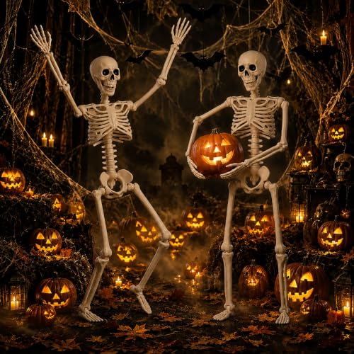 Halloween Skeleton Decorations,36" Posable Human Skeleton Decorations for Halloween Party Decor, Haunted House Props Indoor Outdoor Decoration - image 4