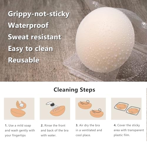 Go Braless Body Grippy-not-sticky Seamless 2 Pairs Nipple Covers Ultra-Thin Non-Adhesive Reusable Pasties4