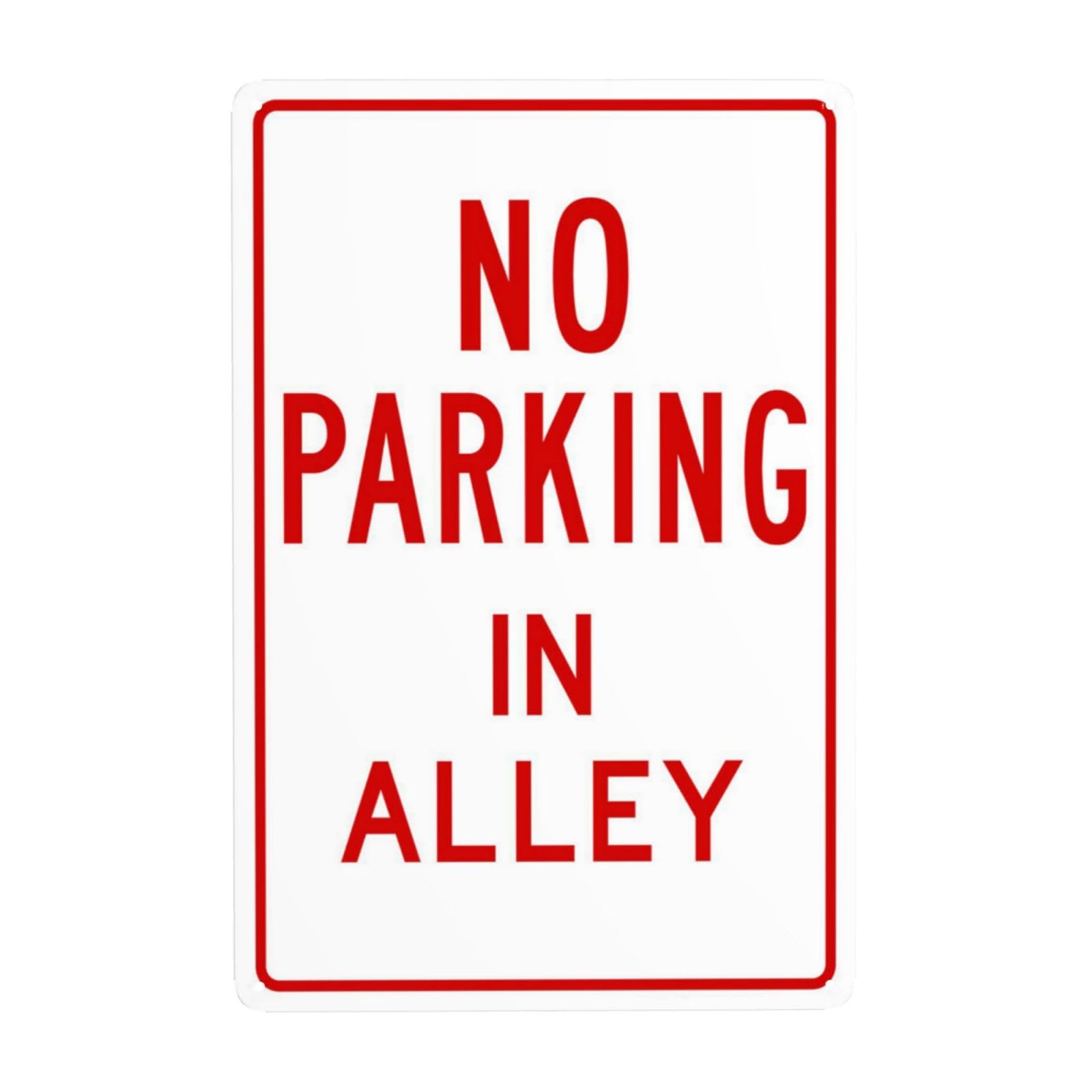 SMAZDFXX No Parking In Alley Metal Warning Signs, Cautions Security Tin Sign, Safety Posted Signs for Street Business Wall Decor 12"x16"