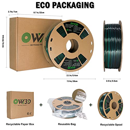 Pla Filament 1.75Mm, 3D Printer Filament Silk Black Green Color Changing, Silk Pla Filament With Glitter Flecks, 3D Printing Filament 1.75 +/-0.02Mm, 1Kg #TOP6