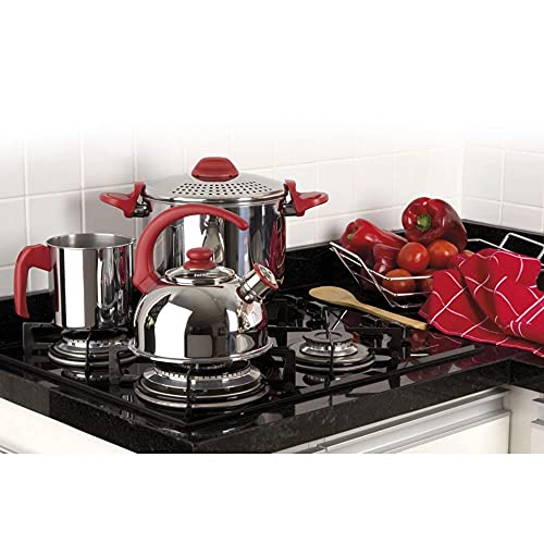 Chaleira em Aço com Silvo Vivace Vermelha 1,8L - Forma