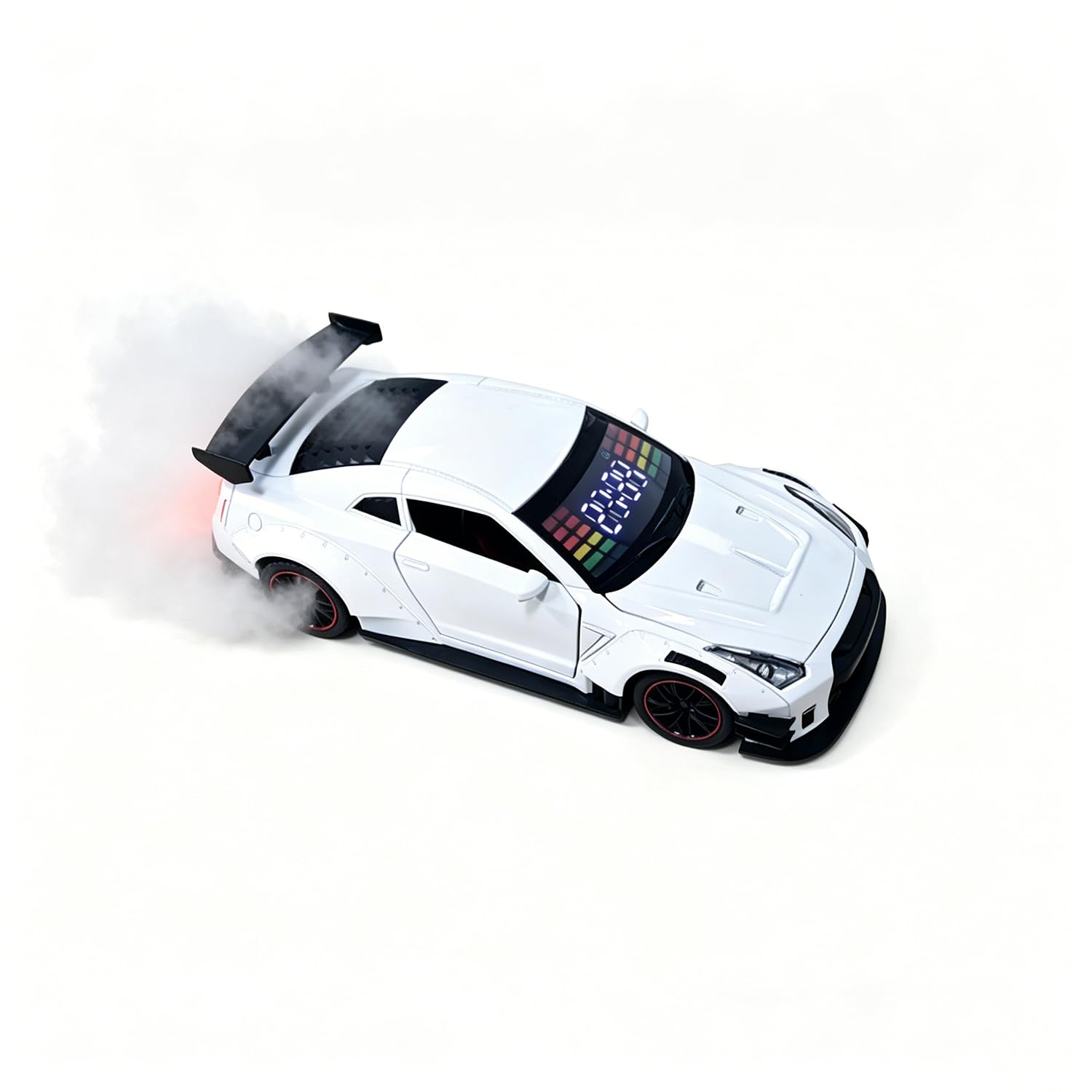 Réveil Voiture Numérique avec Grand Voiture Affichage(White) | Voiture de course avec affichage de l'heure - Accessoire de maison ou de bureau - Loisirs créatifs - Pour homme et femme
