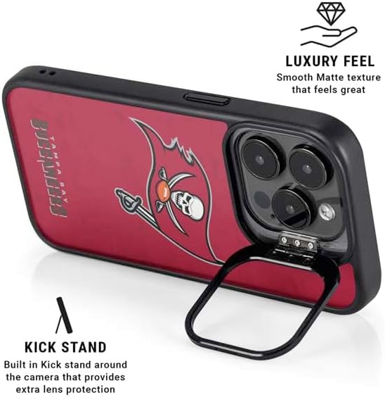 Skinit Kickstand Phone Case Compatible with iPhone 15 Pro Max - Officially Licensed NFL Tampa Bay Buccaneers Distressed Design