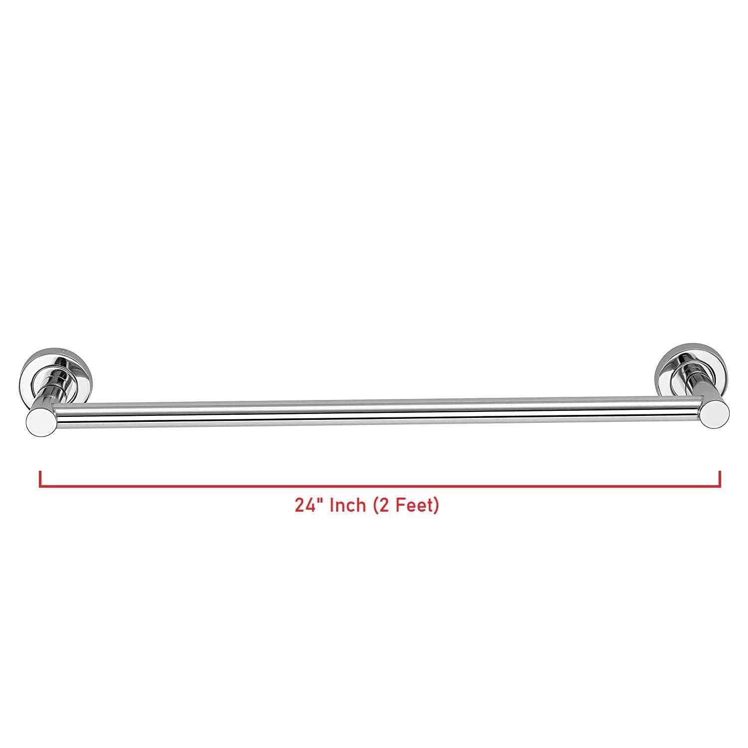 24 INCH Premium Towel Rod Chrome Finish Bathroom Accessories Hanger (Stainless Steel) 24 inch 1 Bar Towel Rod, Pack of 1 1