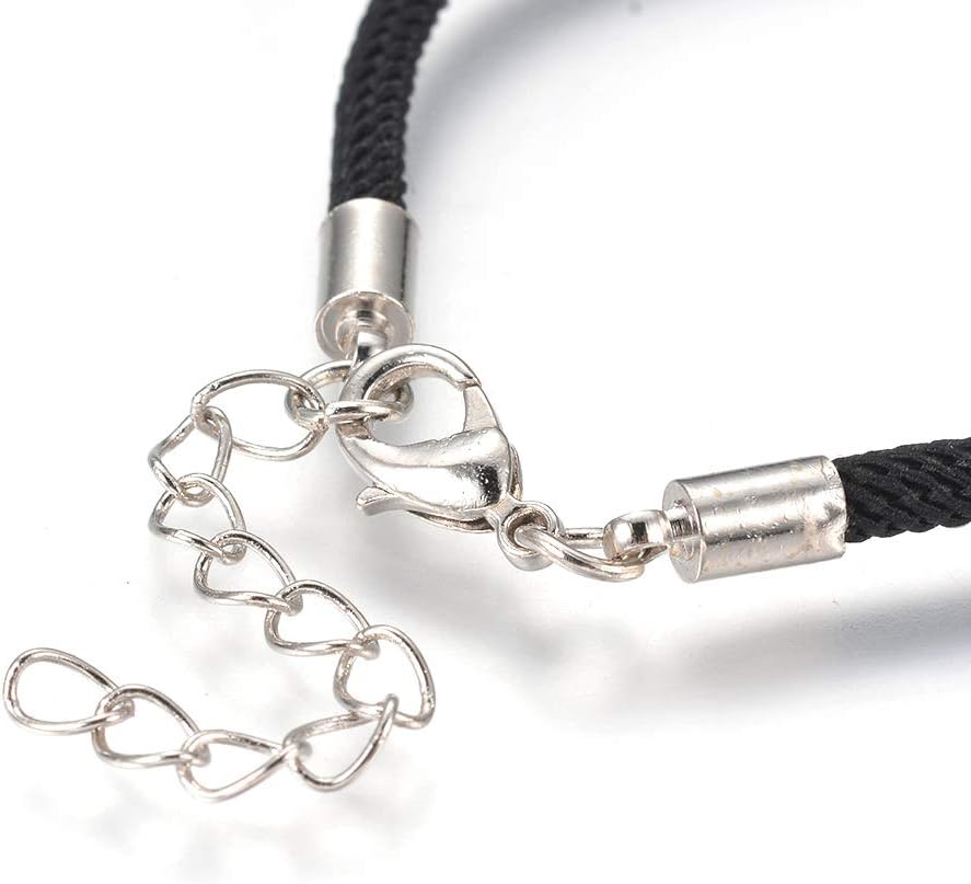 LiQunSweet 5 Pcs Adjustable Black Nylon Bracelet Making with 2-Loops and Extender Chain for Charm Friendship Bracelet Bangle Jewelry Making - Image 5