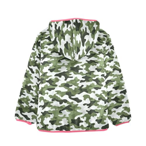 Camouflage Toddler Fleece Jacket Baby Girls Hooded Zipper Long Sleeve Thick Warm Outerwear 3-10 Years2