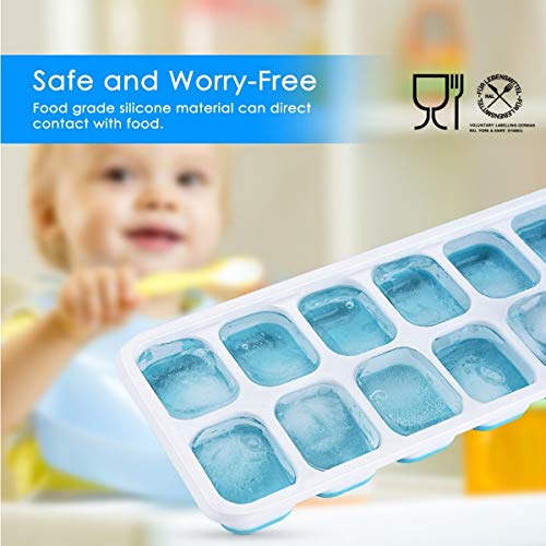 3 Packs Ice Cube Trays Easy Release Ice Cube Tray with Lids Flexible Silicone Stackable Ice Trays BPA Free and Dishwasher Safe - Thumbnail 2