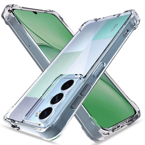 Image of Amazon Basics Back Cover for Realme P4 Lite 5G PC + TPU Clear Transparent Raised Edges Shockproof Protective Phone Bumper Case (Transparent)