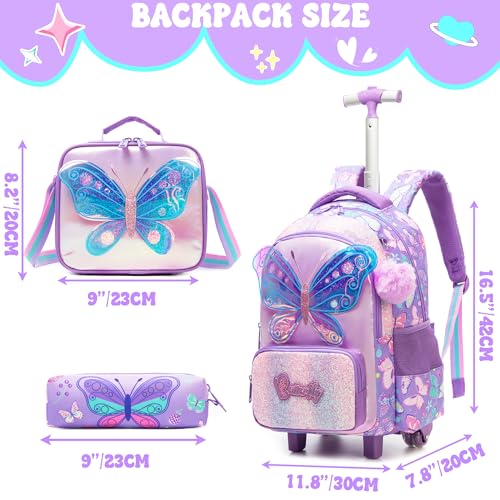 Meetbelify Girls Rolling Backpack