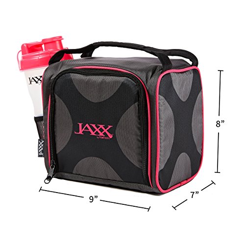 Fit & Fresh Original Jaxx Fitpak Insulated Cooler Lunch Box, Meal Prep Bag With Portion Control Containers, Ice Pack, 28 Oz Shaker, Standard, Pink #TOP3
