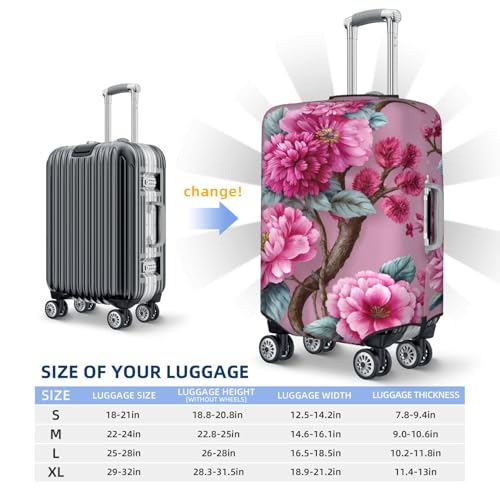 Watercolour Pink Flowers Elastic Travel Luggage Covers Dustproof Scratch-Resistant Suitcase Protector Fit 22-24 Inch4