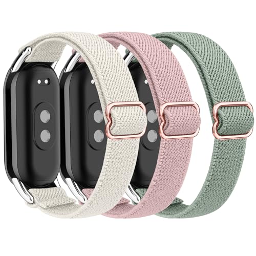 Tobfit Bracelet pour Xiaomi Mi Band 10/9 / 8 Femme Homme, Lot de 3 Bracelets Sport Élastiques de Remplacement pour Xiaomi Smart Band 8/9/10 Bracelet de Montre...