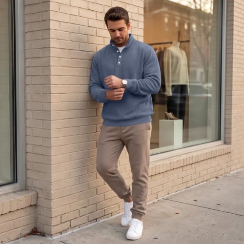 Long Sleeve Henley T Shirts for Men Classic Button Casual Shirt Going Out - image 3