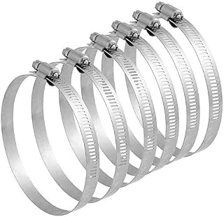 Yumi V 6 Pcs Jubilee Clips Stainless Steel Hose Clips Assorted Flexible Hose Clamp 91-114mm Diameter Range Adjustable Pipe Tube Clamps Metal Clips for Securing Hoses and Pipes Tube