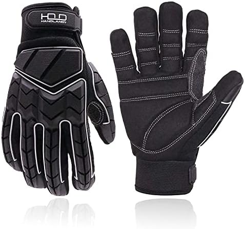 Anti Vibration Work Gloves, Heavy Duty Work Gloves, SBR Padding Rigger Gloves TPR Protector Impact Gloves Mechanic Safety Work Gloves Men (XL, Black)