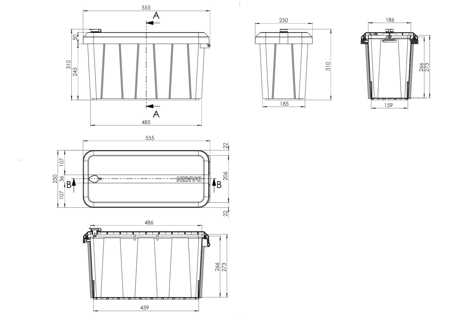 DAKEN Black Lite skrzynka narzędziowa 24 l, 555 x 250 x 310 mm