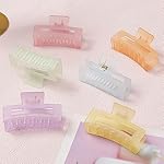 3.5 Inch Medium Hair Accessories - 6 Pack Square and Rectangle Banana Jaw Clips for Women and Girls - Ice Cream - Image 5