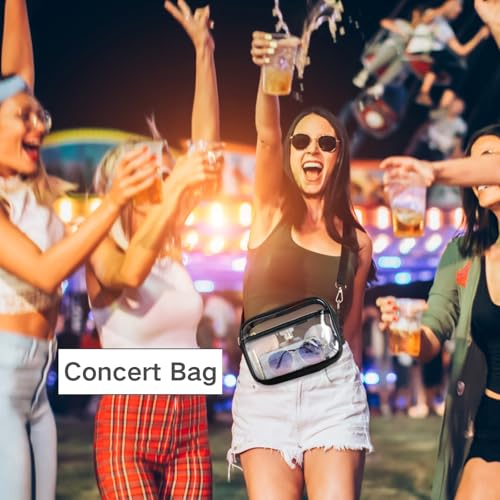 Image of PACKISM Clear Bag for Stadium Events - Small Clear Purse Crossbody Bag | Adjustable Wide Strap, 2 Easy Access Pockets, Thick 0.5mm PVC, for Sports Game Day Concerts Festival, Women Clear Stadium Bag