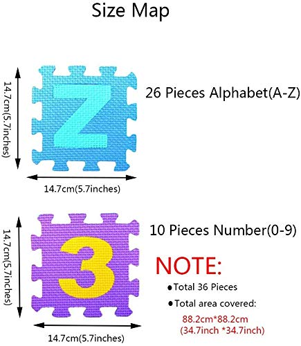Image of FunBlast 36pcs Mini Puzzle Foam Mat for Kids, Interlocking Learning Alphabet and Number Mat for Kids - Multicolor (Mat 36Pcs)