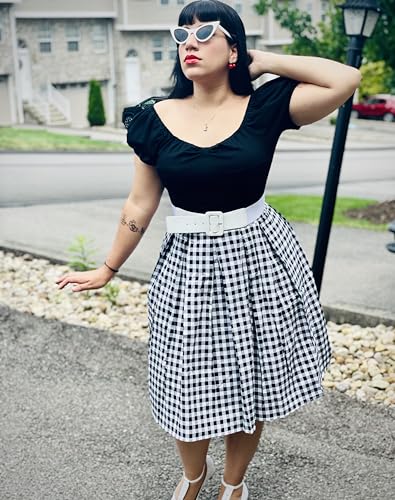 OBBUE Dresstore Vintage Pleated Skirt Floral A-line Printed Midi Skirts with Pockets4