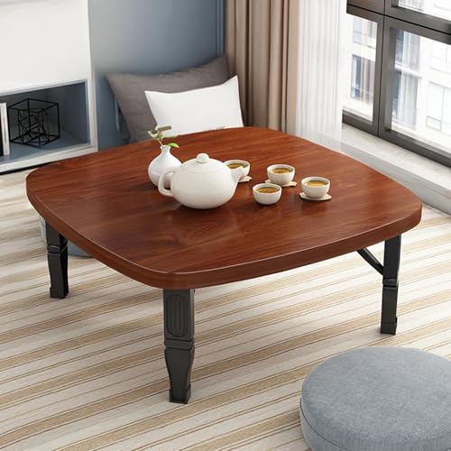 Japanese Folding Low Table - Wooden Space-Saving Floor Desk for Bedroom & Outdoor Use, Perfect for Tea Room, 31.5 x 31.5 inches, Lightweight & Portable