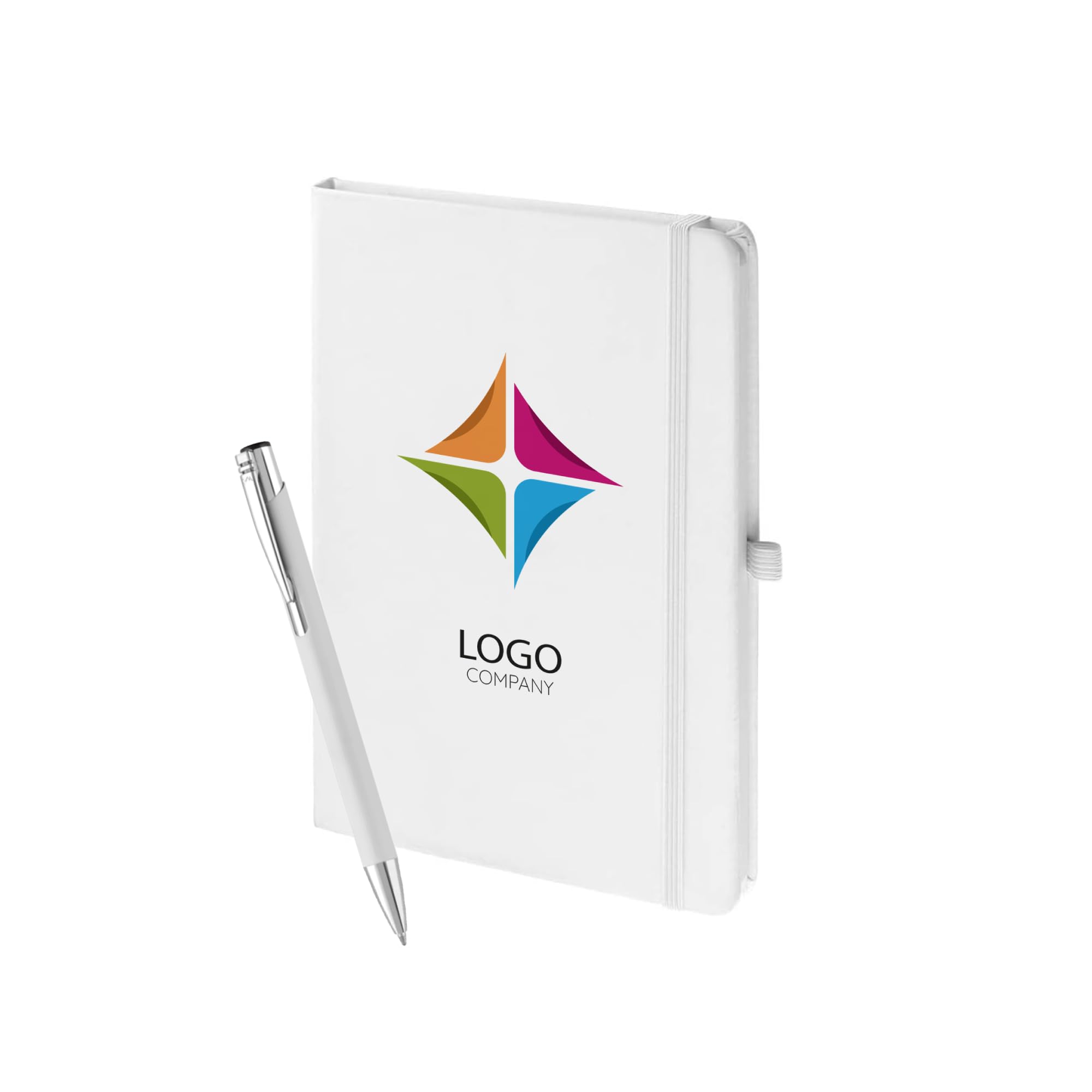 stika.co Set of 20 Custom Printed A6 Soft-Feel Notebooks and Pen Sets – Personalised for Promotional Events and Giveaways with Your Logo or Text – Ideal for Conferences and Seminars