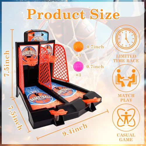 Mini Tabletop Basketball Game Desktop Basketball Games Basketballs Shooting Games Toy Basketballs Arcade Game Table for Adults Kids Office Stress Relief Birthday Gifts - Image 3