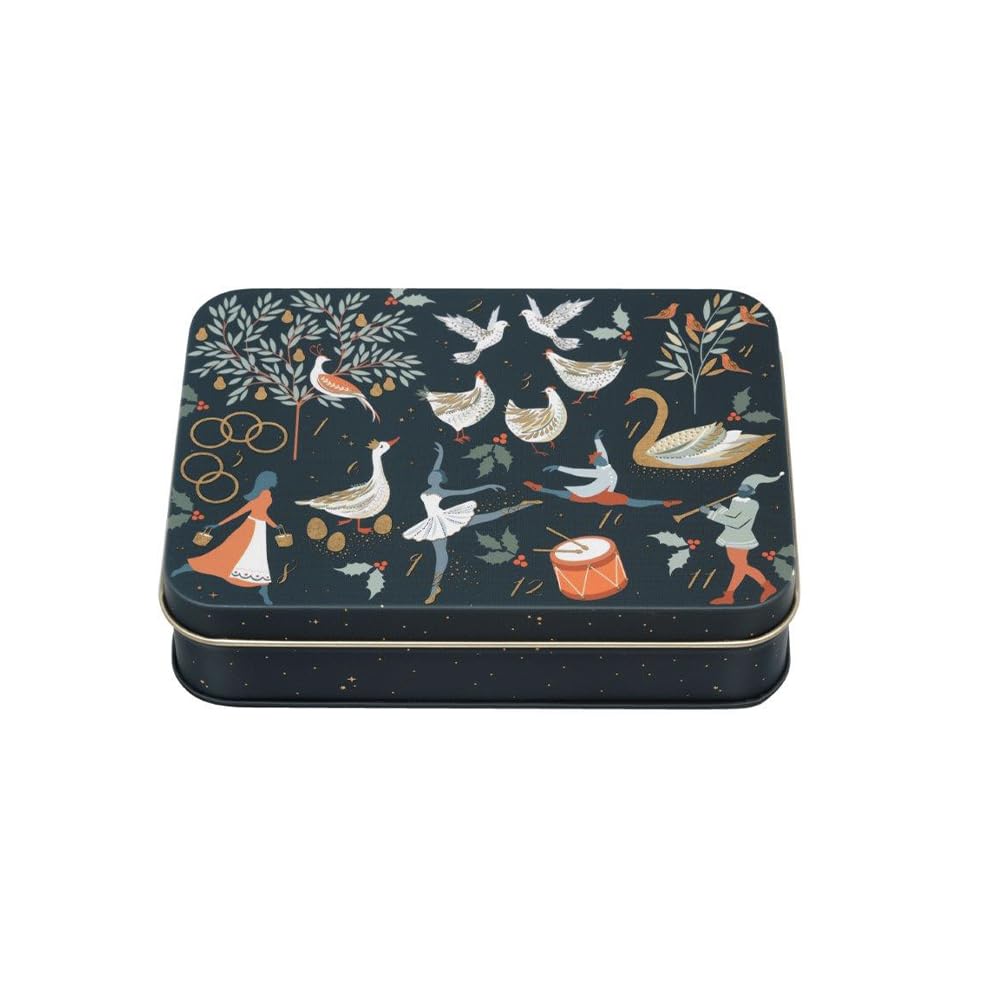 Elite Silver Sara Miller Christmas - 12 Days Of Christmas Small Rectangular Tin - 141 X 101 X 52Mm