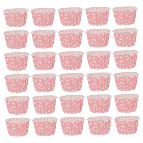 NUOBESTY 50個使い捨てピンクデザートカップ 中 紙製アイスクリームボウル プリンムース対応 夏のスナックやパーティーに