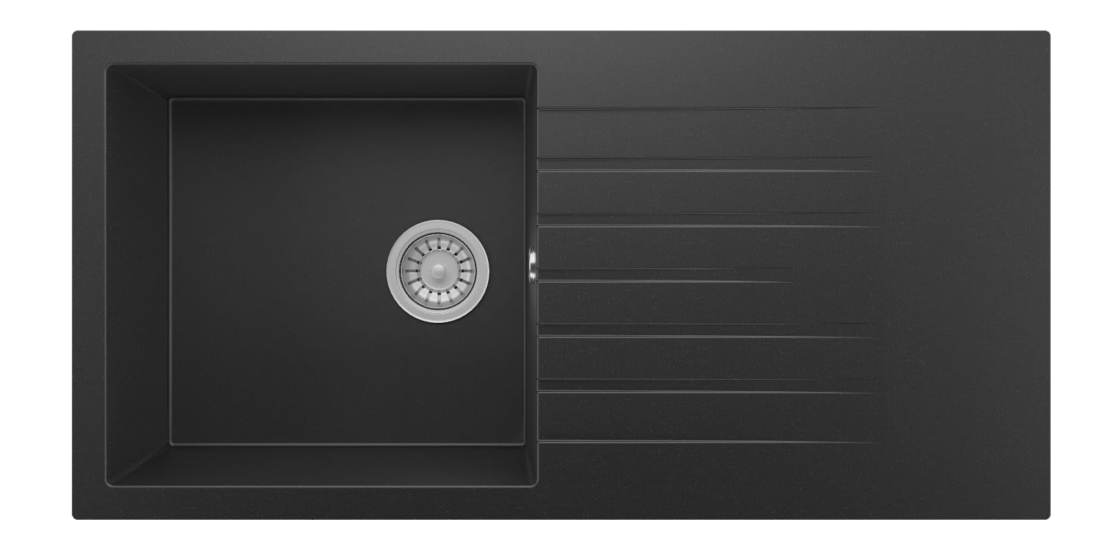 Respekta Almonto Fregadero encastrable de granito 100x50 cm, negro