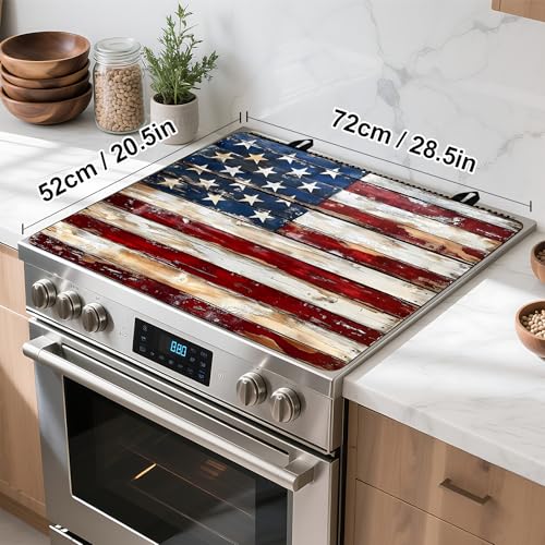 Image of Stove Top Cover for Home Decoration Kitchen Pad Washable Cooktop Covers Countertop Stove Protector Mat for Home Kitchen Cooktops (Flag, 28 inchx20 inch)