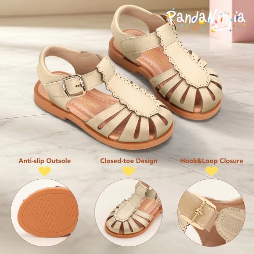 Image of PANDNAINJIA Toddler Girls Sandals T-Strap Dress Summer Shoes
