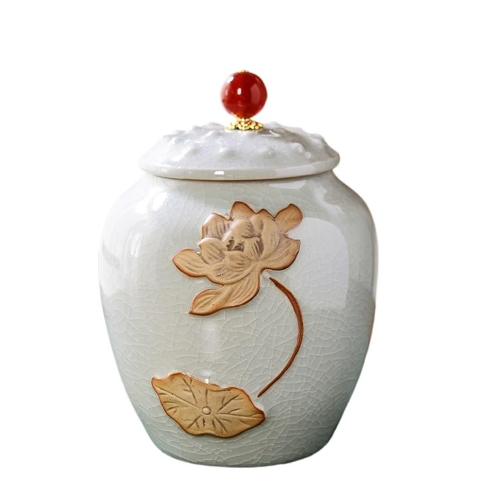Bx9rE7tK3g Kitchen Storage Jar Ceramic Tea Canister With Lid And Carrying Handle For Kitchen Counter, Pantry, Decorative Jar Ceramic Tea Canister(Gris)