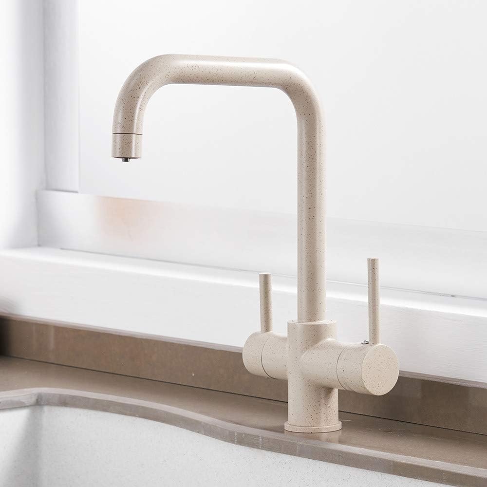 Waterfilter Taps Kitchen Faucets Brass Mixer Drinking Kitchen Purify Faucet Kitchen Sink Tap Water Tap Crane for Kitchen,Beige with Dot