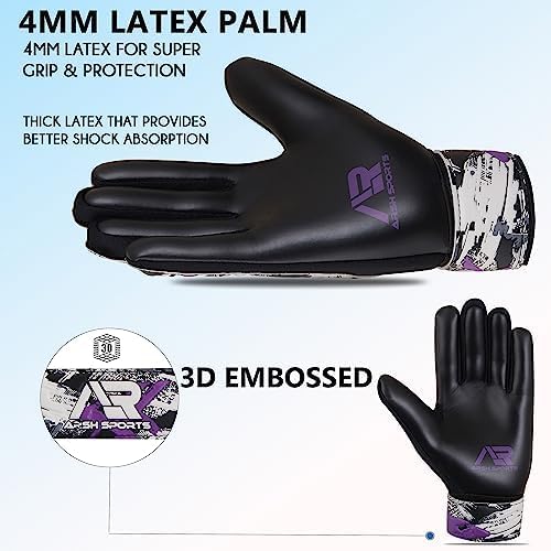 Guantes de portero de fútbol, guantes de portero de fútbol para niños, jóvenes, niños, niños, doble protección de muñeca a lo largo de 4 mm de palma de súper agarre