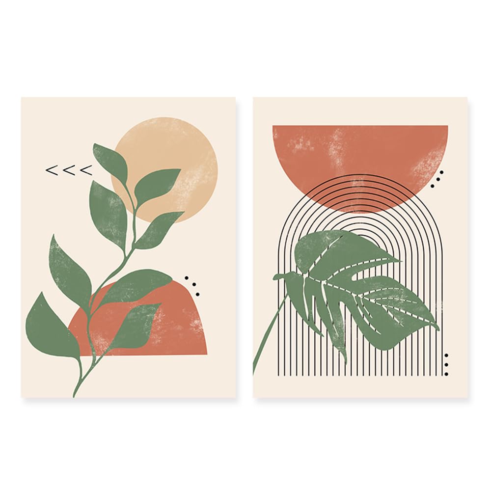 WUHBCZ Art Decor,Abstract Geometry Bohemia Sun Leaves Posters Canvas Paintings Wall Art Prints Picture Living Room Kitchen Bedroom Interior Home Decor-30 * 50cm*2PCS (No Frame)