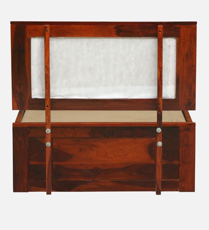 Image of Solid Sheesham Wood Pearl Single Bed with Box Storage | Wooden Single Bed Cot Palang Furniture for Bedroom Living Room Home and Hotel (Honey Oak Finish)