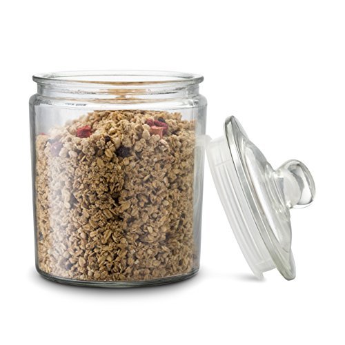 KooK Glass Storage Canister, Clear Jar, With Clear Glass Lid- 1/2 Gallon (Set of 2)