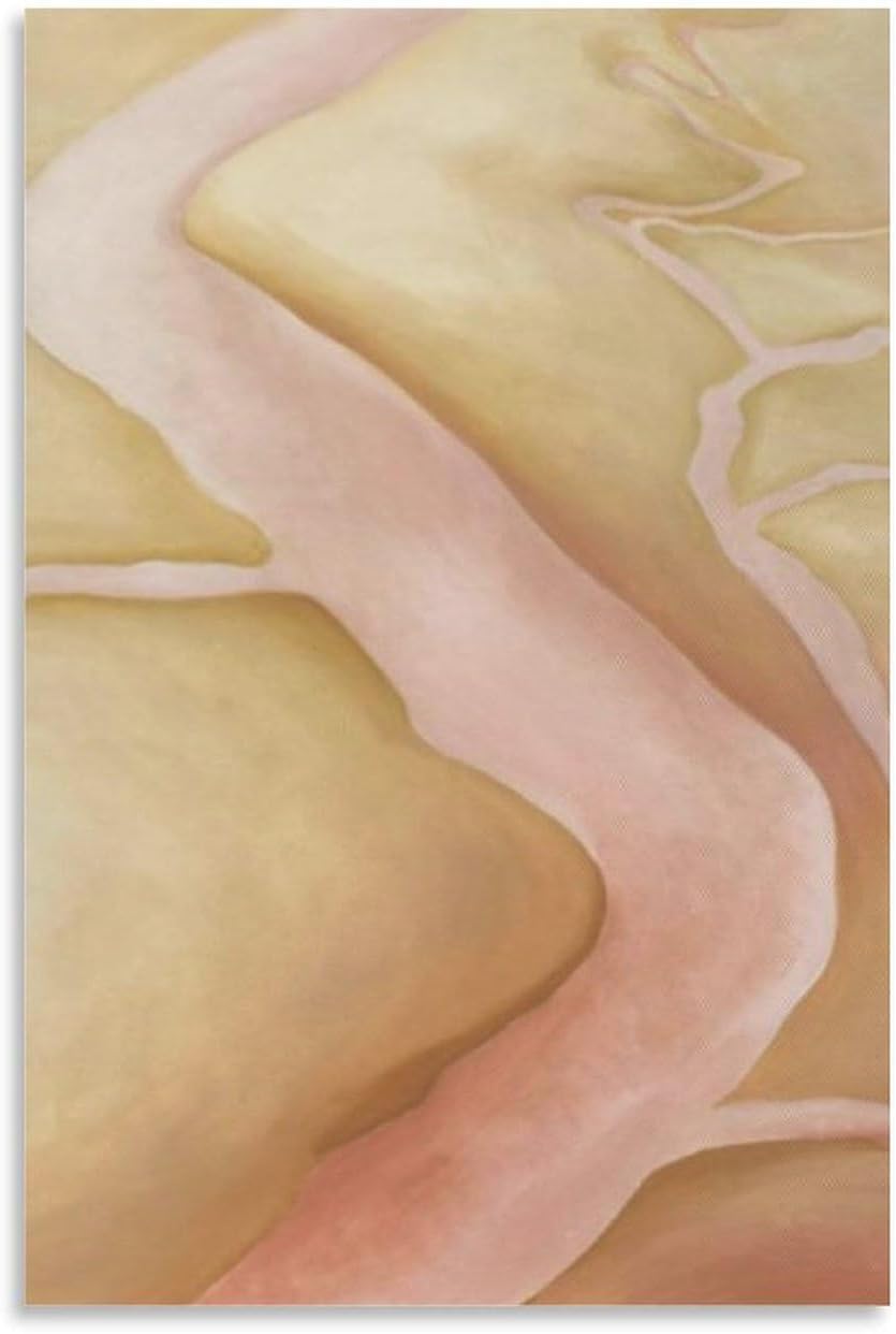 Rikin Liuff Georgia O'Keeffe Poster and Prints Georgia O'Keeffe Yellow And Pink Canvas Wall Art Aesthetic Painting for Home Decor Picture 40x55cmx1 Frameless