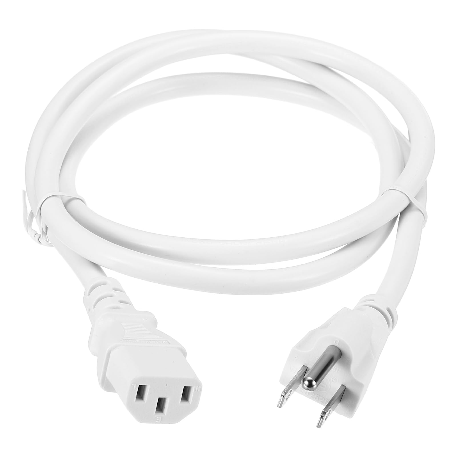 MECCANIXITY 3ft 18 AWG White 18/3 Universal Power Cord C13 to NEMA 5-15P 10A 125V 3-Prong Extension Power Cord for PC,Computer,Printers,TV,AC Adapter,