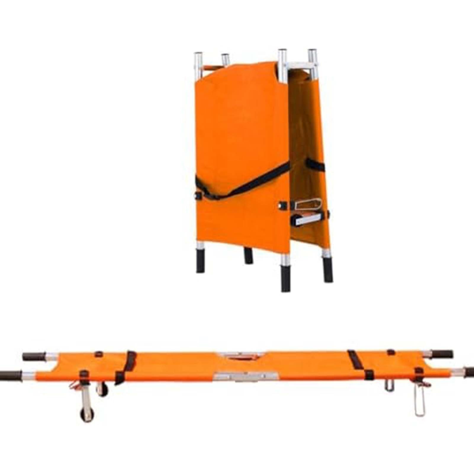 SGKOMN Stretcher Medical with Rubber Handles Capacity 380 Lb, Aluminum Alloy Folding Portable Stretcher for Search and Rescue, Dog Stretchers & Gurneys for Large Dogs, Hospital, Household, Orange