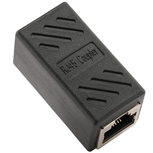 Ethernet RJ45 Adapter - Shielded in-Line Coupler for Cat7/Cat6/Cat5e/cat5 Ethernet Cable Extender Connector - Female to Female, Black