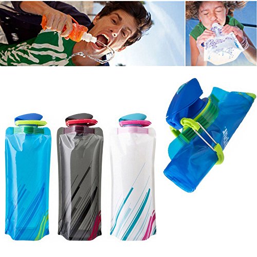 YoMaris Unisex Adult 700ML Faltbare Set von 3 mit CE, ROHS Zertifikate, Zusammenklappbare Flexible Wiederverwendbare Wasserflasche zum Wandern, Abenteuer, Reisen