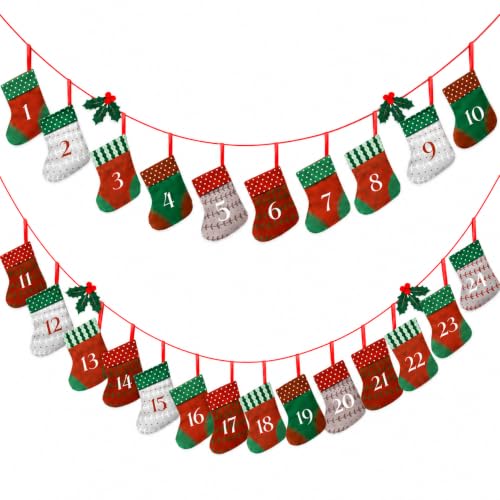 KESOTE Reusable Christmas Advent Calendar Empty, Xmas Fabric Stocking
